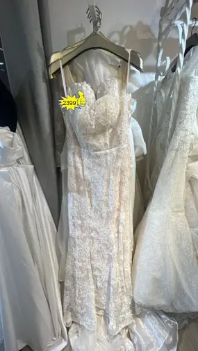 白色蕾絲細肩帶禮服